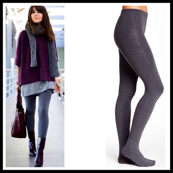 FLEECE LINED PLUSH GREY TIGHTS - Picture 7 of 7